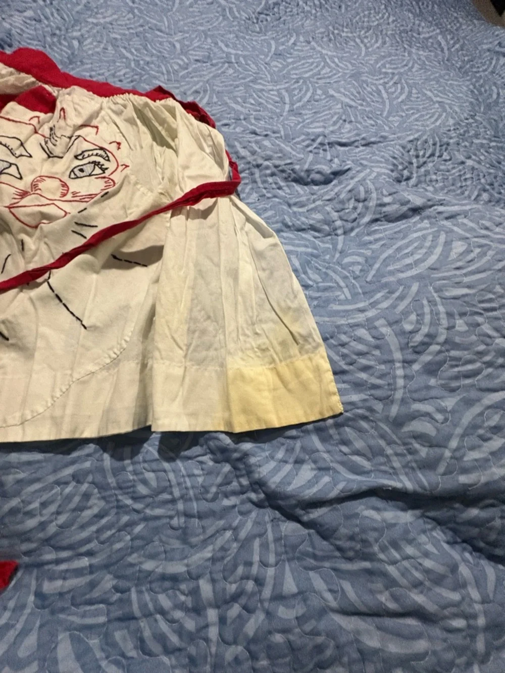 vintage Christmas Holiday Santa half waist apron. Embroidered